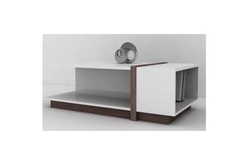 Meuble tv design Soca - blanc et bois foncé
