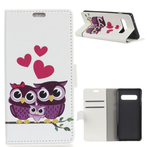 Etui en PU l'impression de patrons avec le stand flip famille hibou pour votre Samsung Galaxy S10