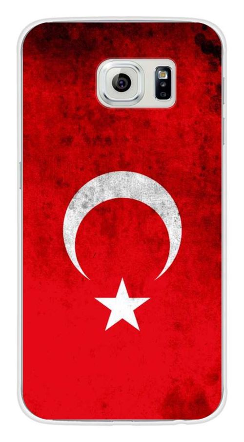 Coque en silicone imprimée compatible Samsung Galaxy S6 Drapeau Turquie