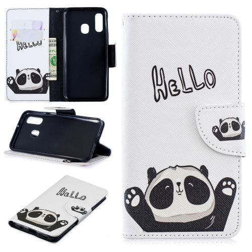 Etui en PU impression de motifs adorable panda pour votre Samsung Galaxy A40