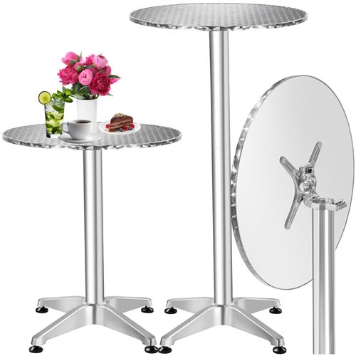 12 Sur Tectake Table Mange Debout En Aluminium Pliable O 60 Cm Hauteur Reglable 74 Cm Ou 114 Cm Achat Prix Fnac