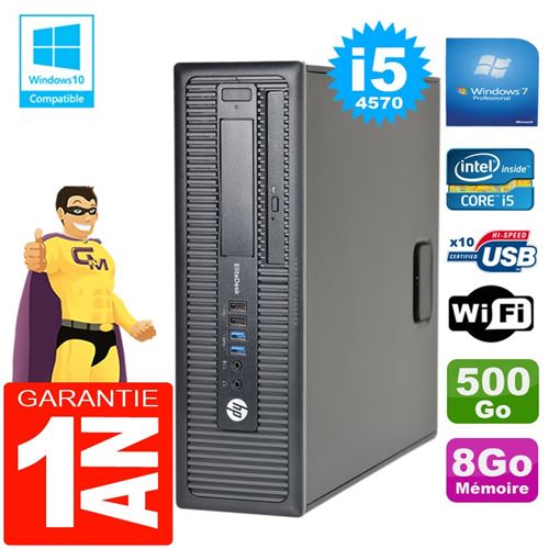 Pc hp elitedesk 800 g1 sff core i5-4570 8go disque 500go graveur dvd wifi w7