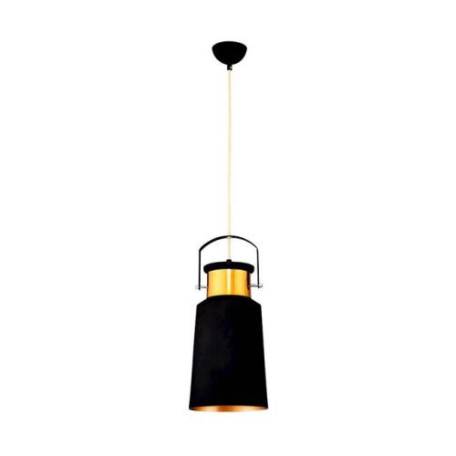 HOMEMANIA Lampe à Suspension Polea Chandelier - de Plafond - Noir en Métal, 19 x 19 x 120 cm, 1 x E27, 40W