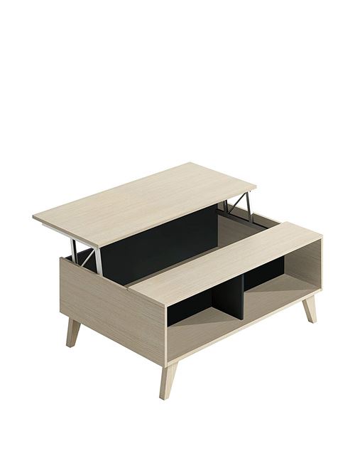 Habitdesign 0Z6633R Table Basse Montante avec Porte-Revue intégré Couleur Chêne et Anthracite 100x68x41/56