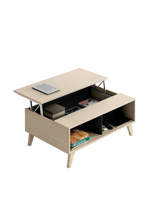Habitdesign 0z6633r Table Basse Montante Avec Porte Revue Integre Couleur Chene Et Anthracite 100x68x41 56 Achat Prix Fnac