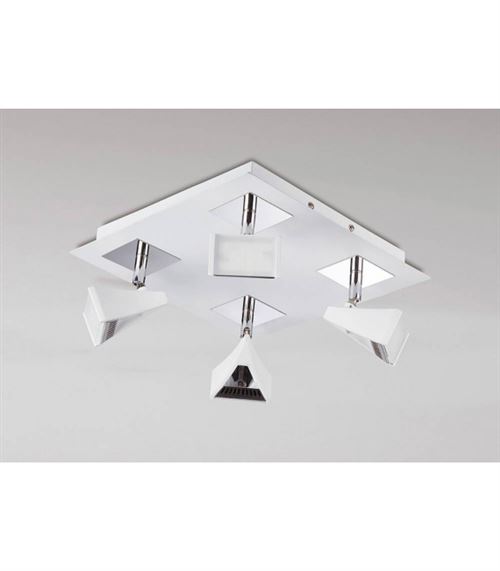 Spot Filippo 4 Ampoules LED carré 20W 3000K, 1750lm, blanc mat/chrome poli