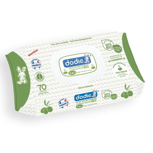 Lingettes Dodie à l'huile d'olives 3en1 bio 70 pièces