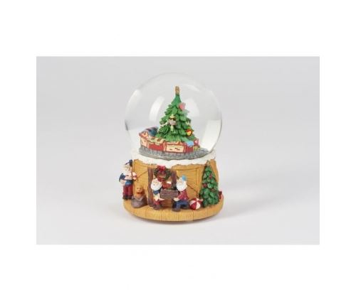 Boule a neige avec train en mouvement - verre - h 14,5 x oe 11 cm