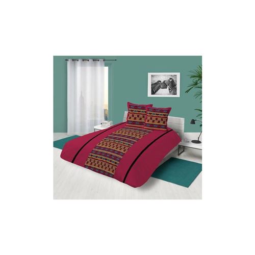 Parure housse de couette en coton 260x240 cm WAX rouge
