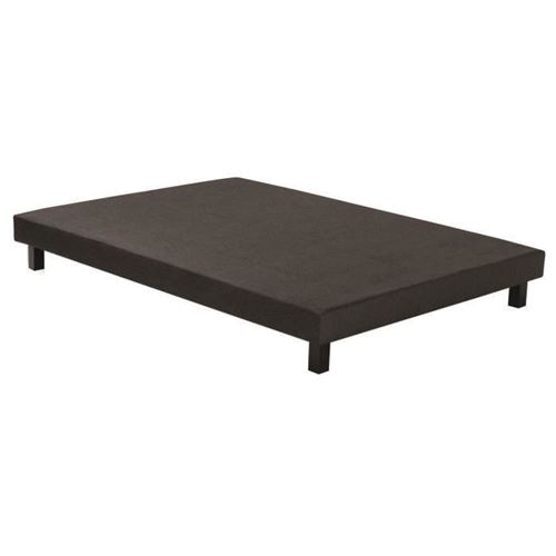 Sommier tapissier a lattes 160 x 200 - Bois massif gris anthracite + pieds bois verni clair - DEKO DREAM Rakenne