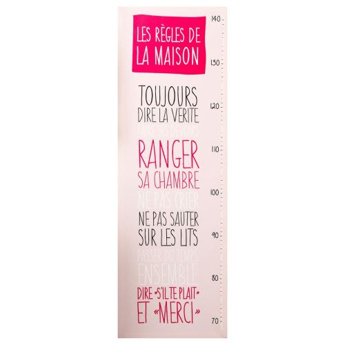 Toise toile évolutive pour chambre enfant - rose