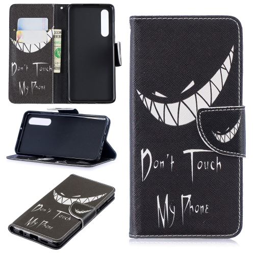 Etui en PU impression de motifs avec porte-cartes ne touchez pas à mon téléphone pour votre Huawei P30