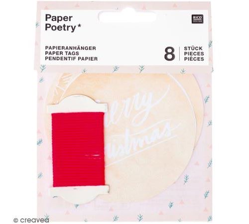 Etiquettes cadeaux rondes - Merry Christmas - 8 cm - 8 pcs