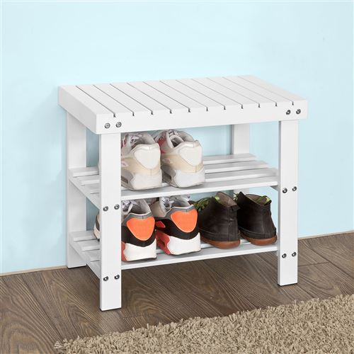 SoBuy® FSR02-K-W Etagère à chaussures, Banquette en bambou haute de gamme