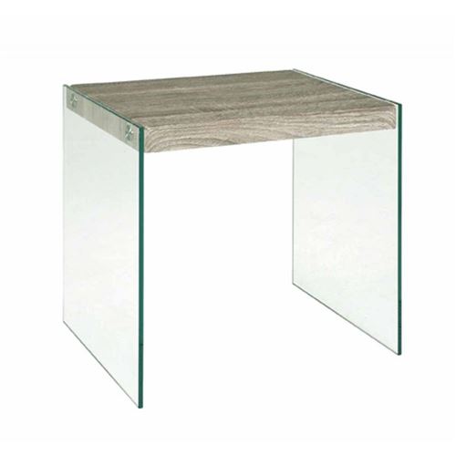Paris Prix - Table D'appoint En Verre corvo 46cm Chêne Foncé