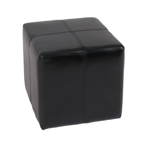 Mendler Pouf d&eacute;, Tabouret Onex, Cuir, 36x36x36cm, Noir