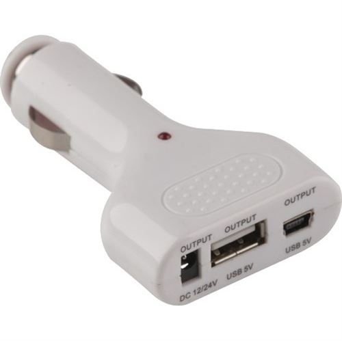 Lifetime Cars USB chargeur de voiture 12/24 Volt 1 Amp blanc