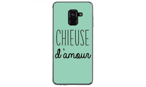 Coque souple pour Samsung Galaxy A8 2018 avec impression Motifs Chieuse d'Amour turquoise