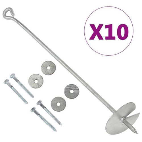 vidaXL Grondankers 10 st 10x60 cm gegalvaniseerd metaal145503