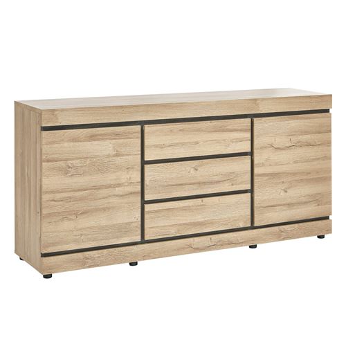 MASSIRE - Buffet 2 Portes 3 Tiroirs Aspect Bois