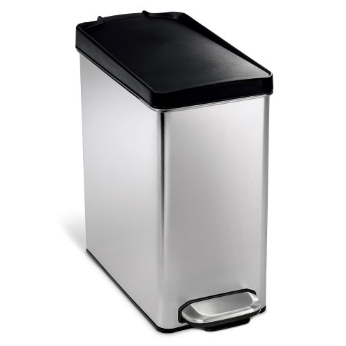 simplehuman Poubelle Étroite À Pédale Acier Inoxydable Brossé Couvercle En Plastique 10L