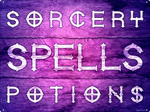 Plaque murale en métal Sorcery, Spells & Potions 40.7 x 30.5cm