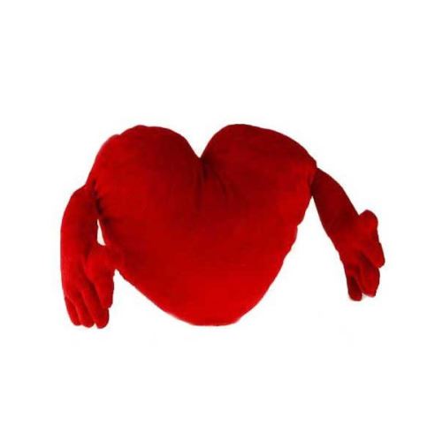 Coussin peluche en forme de coeur rouge avec deux bras 30 cm - Idée cadeau saint valentin