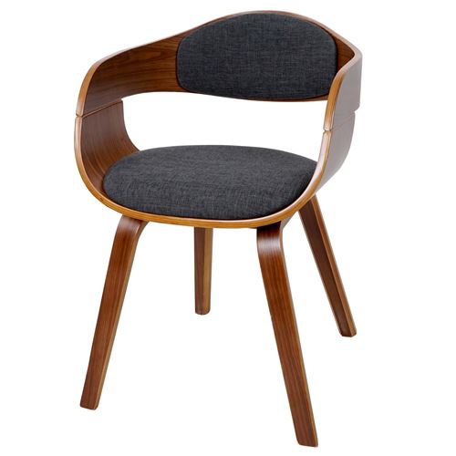 Chaise de salle à manger MENDLER HWC-A47 bois courbé aspect noix tissu gris foncé