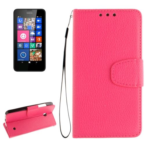 Nokia Lumia 630 Housse Etui Cuir PU Texture Litchi Magenta ALS54696