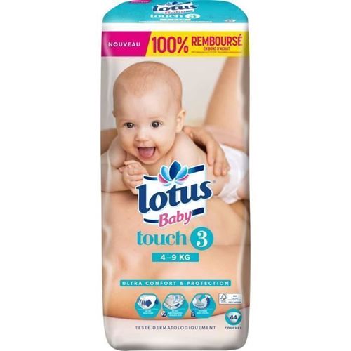 Lotus Baby Touch Couches Taille 3 - De 4 A 9 Kg - 44 Couches