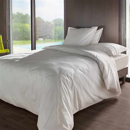 Housse de couette percale M&eacute;line 2 LABELISSIM - Blanc - 260 x 240 cm