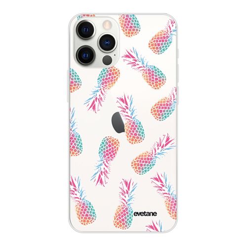 Coque pour iPhone 12/12 Pro souple transparente Ananas Motif Ecriture Tendance [Evetane®]