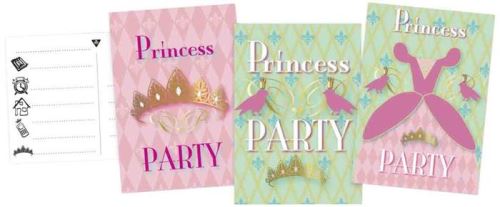Haza Original cartons d'invitation 'princesse party' 6 pièces rose/vert