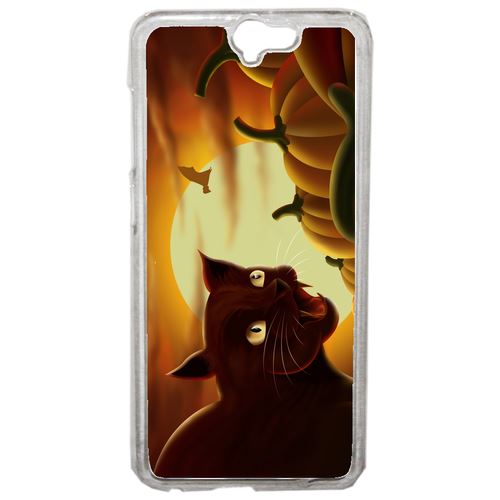 Coque Chat Noir Citrouille Compatible One A9 Transparent