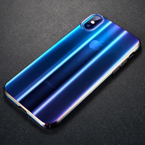 Iphone X / Xs Coque Protection Plastique Electroplating Bleu Als80277