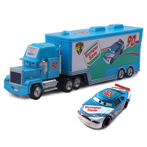 Camion Disney Pixar Mack-A28 avec 1 petit véhicule,1:55 moulé ,21*6.5*4.5cm -Bleu