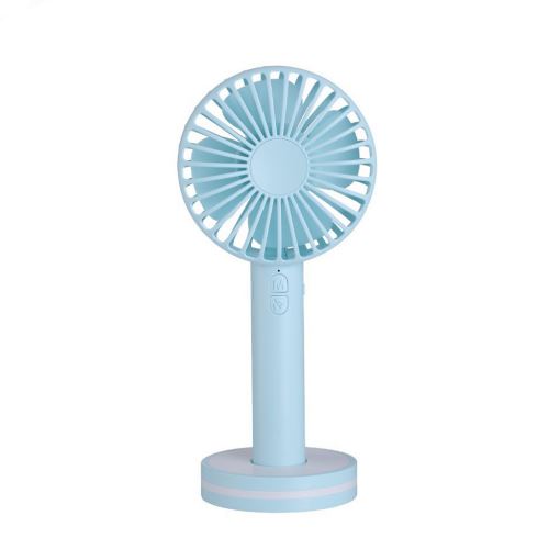 Ventilateur à main mini portable USB rechargeable pliable extérieur avec miroir bleu