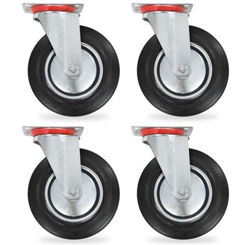 Vidaxl Noir 8 Pcs Roulettes Pivotantes 200 Mm - Image 3