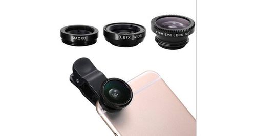 Objectif Pince 3 En 1 Pour Iphone 8 Plus (+) Smartphone Universel Macro Fisheye Grand Angle Metal Pochette Demontable