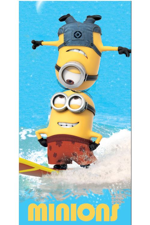 Carbotex serviette de plage Minions 140 x 70 cm polyester bleu/jaune