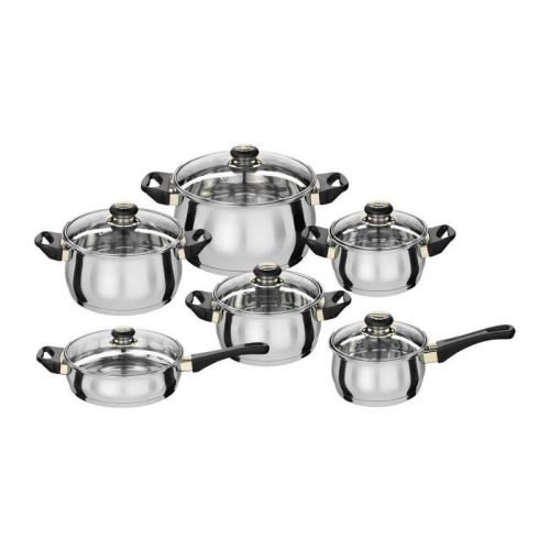 GSW 885126 Batterie Acier Massif GOLDLINE 12 pcs - Marmites, casserole, poele, couvercles - Tous feux dont induction