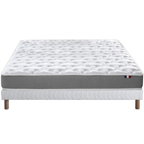 Ensemble matelas mousse ferme sommier blanc 140x190