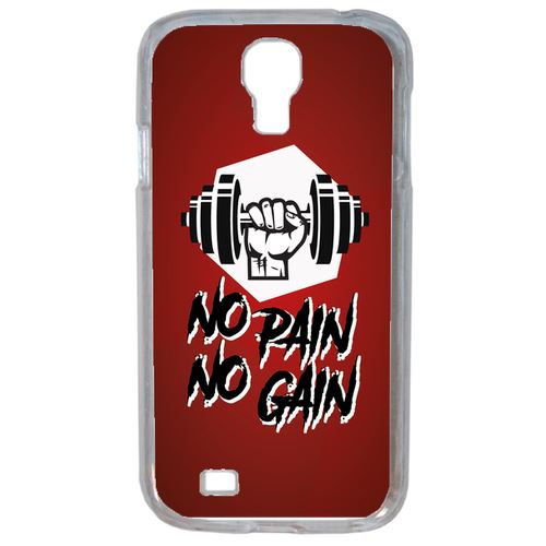 Coque No Pain No Gain Fond Bordeaux Compatible Samsung Galaxy S4 Transparent