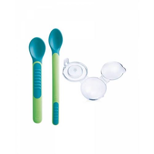 Lot de 2 cuillères thermosensibles vert - mam