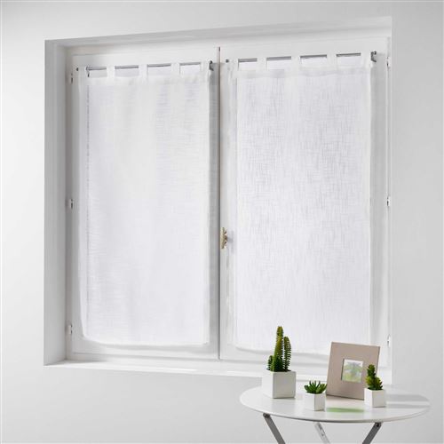 Paire droite passants 2 x 60 x 120 cm effet lin tisse haltona Blanc