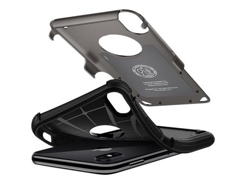 Spigen Hybrid Armor - Achterzijde behuizing voor mobiele telefoon - polycarbonaat, thermoplastic polyurethaan (TPU) - staalgrijs - voor Apple iPhone X