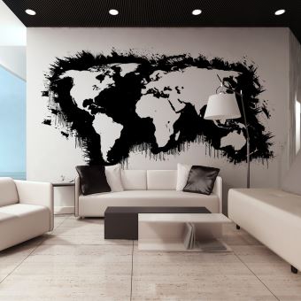Papier Peint Xxl White Continents Black Oceans Décoration Image Art Carte Du Monde 550x270 Cm Xxl Grand Format