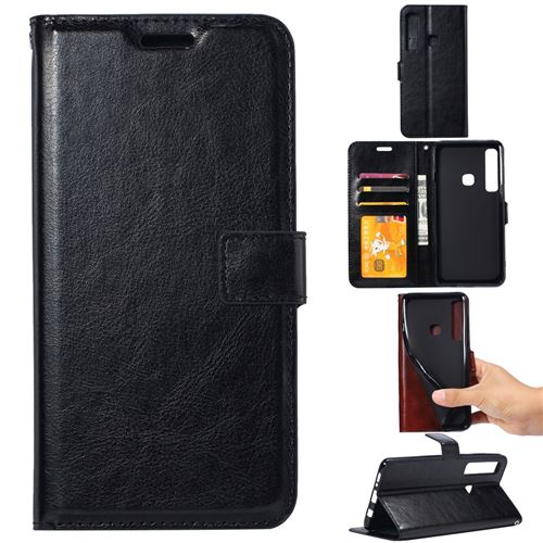 Etui en PU céréalier noir pour votre Samsung Galaxy A9 (2018)/A9 Star Pro/A9s