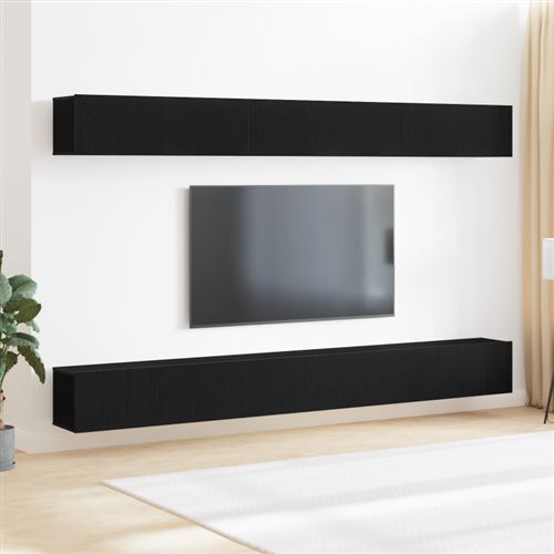 VIDAXL Ensemble Meuble Tv Montage Mural Ch&ecirc;ne Noir Bois D'ing&eacute;nierie 