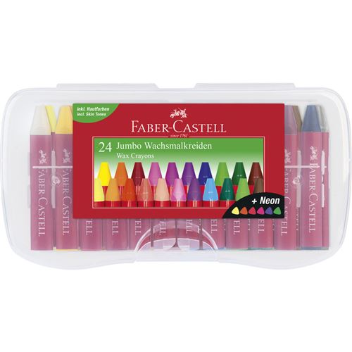 FABER-CASTELL Craies triangulaires à la cire Jumbo, étui 24